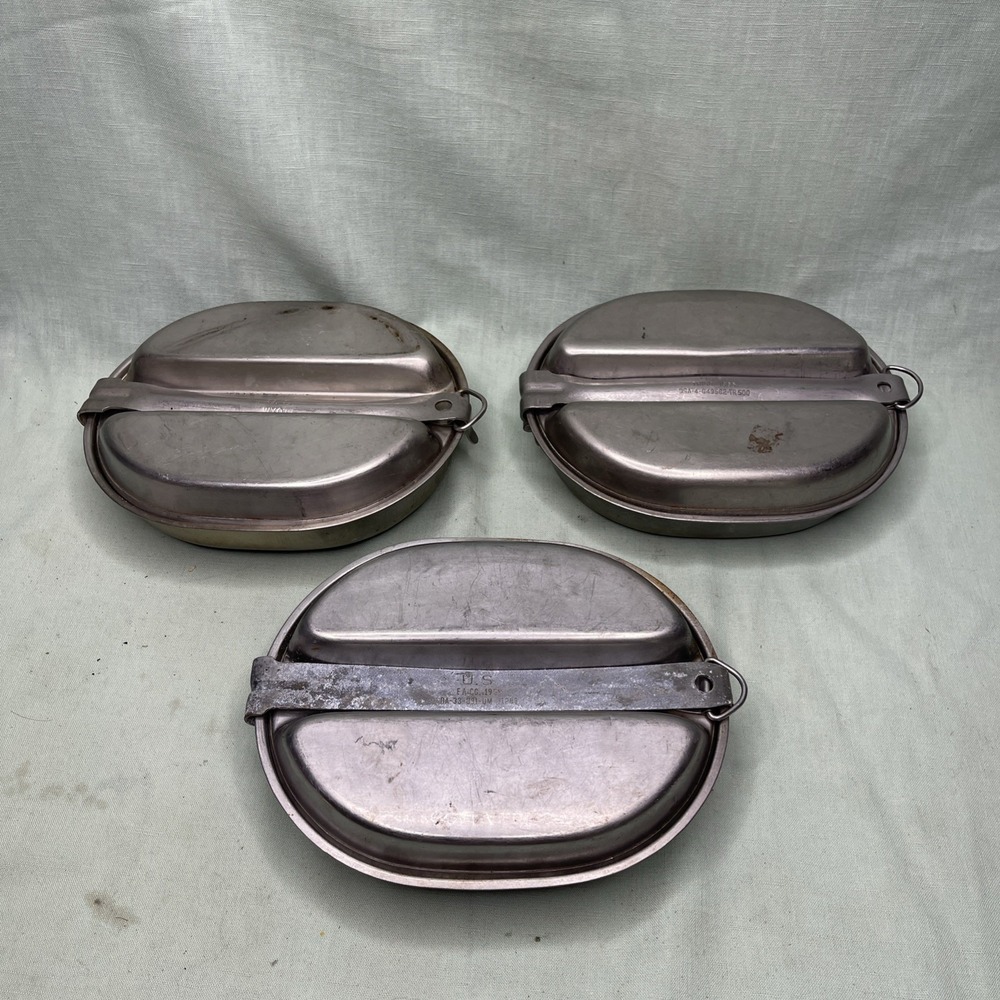 Vintage US Military Mess Kit Lot WYOTT TRICO 1965 1959 Camping Cook Set 3 Pack